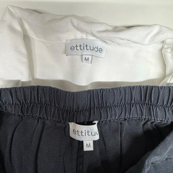 Ettitude | Long Sleeve Pajama Set | Gray/White | Medium - Picture 7 of 16